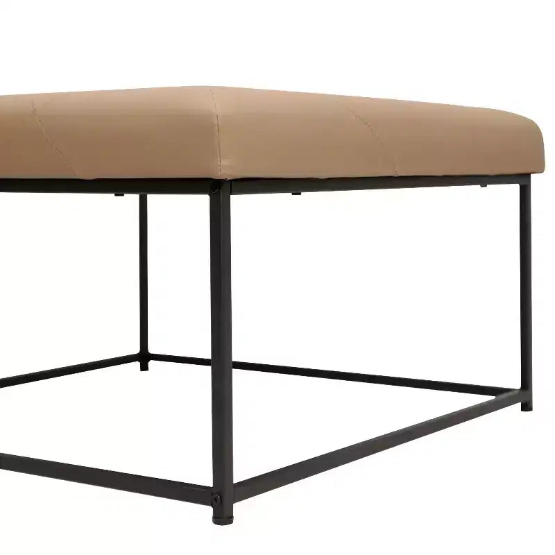 Flash Furniture Ashton Pouf carré capitonné de 76 cm avec cadre en métal