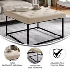 Flash Furniture Ashton Pouf carré capitonné de 76 cm avec cadre en métal