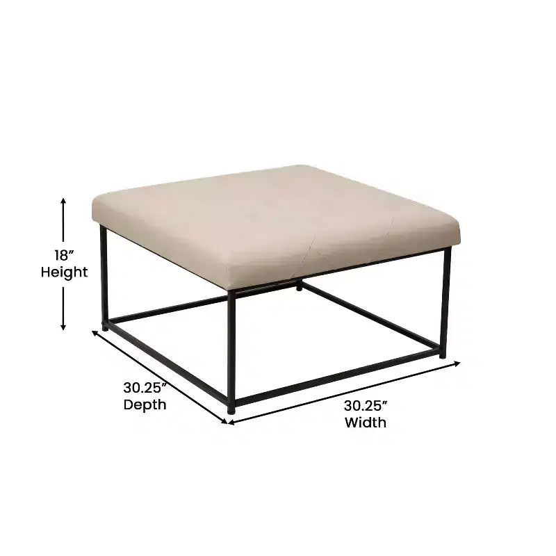 Flash Furniture Ashton Pouf carré capitonné de 76 cm avec cadre en métal