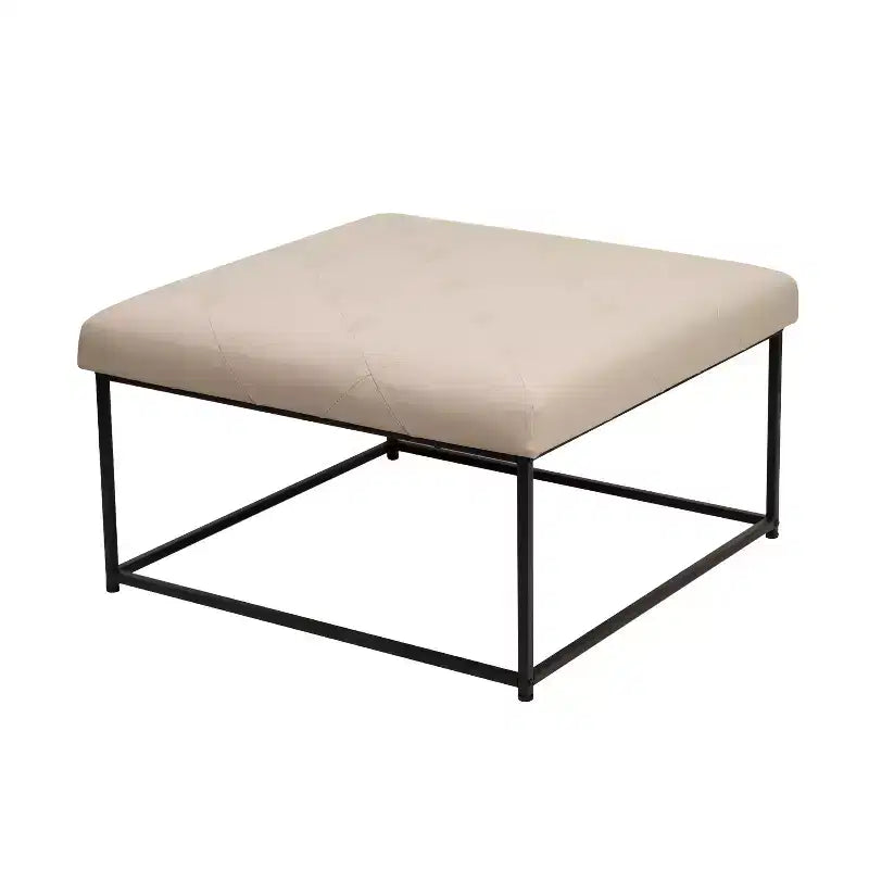 Flash Furniture Ashton 30 Square Upholstered Tufted Ottoman with Metal Frame