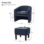 Fauteuil rembourré Giles Morden avec pieds amovibles Pouf de rangement-BLEU MARINE