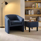Fauteuil rembourré Giles Morden avec pieds amovibles Pouf de rangement-BLEU MARINE