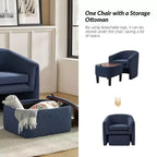 Fauteuil rembourré Giles Morden avec pieds amovibles Pouf de rangement-BLEU MARINE