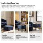 Fauteuil rembourré Giles Morden avec pieds amovibles Pouf de rangement-BLEU MARINE