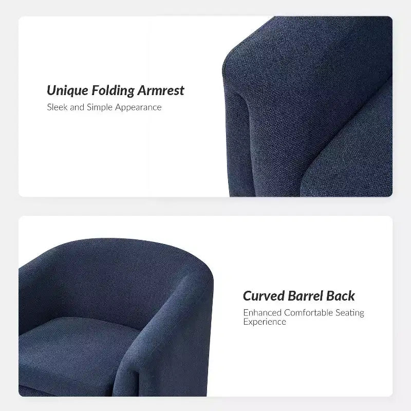 Fauteuil rembourré Giles Morden avec pieds amovibles Pouf de rangement-BLEU MARINE