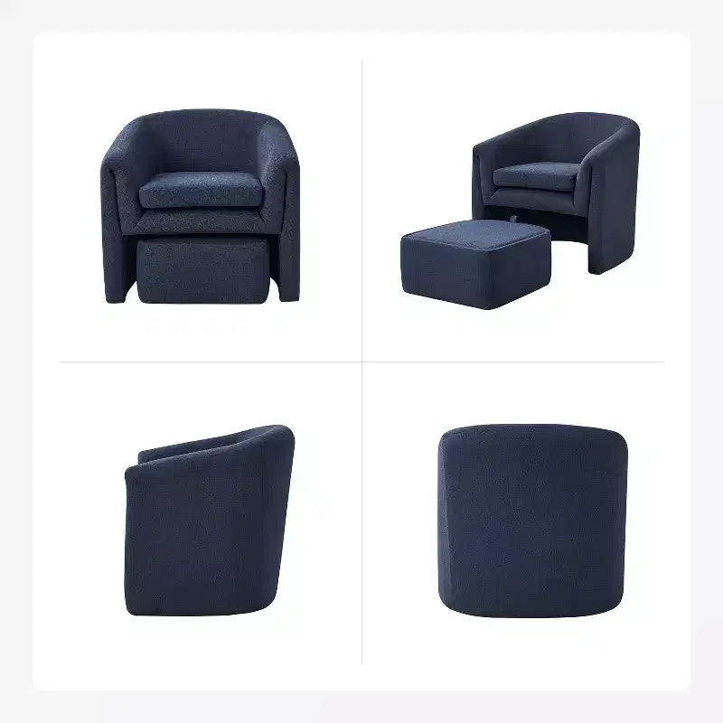 Fauteuil rembourré Giles Morden avec pieds amovibles Pouf de rangement-BLEU MARINE