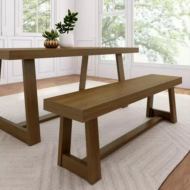 Banc de salle à manger style ferme Plank+Beam, banc en bois massif pour table de salle à manger/cuisine, 60 po, Noyer brossé