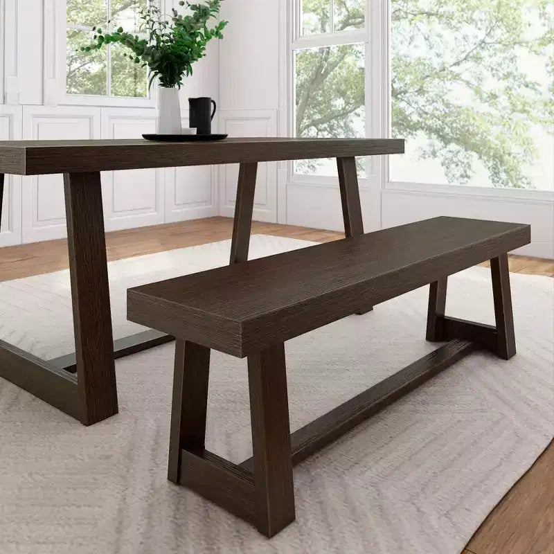 Banc de salle à manger style ferme Plank+Beam, banc en bois massif pour table de salle à manger/cuisine, 60 po, Noyer brossé