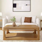 Table basse Plank+Beam Solid Wood Forma, 54 po, moderne avec étagère de rangement