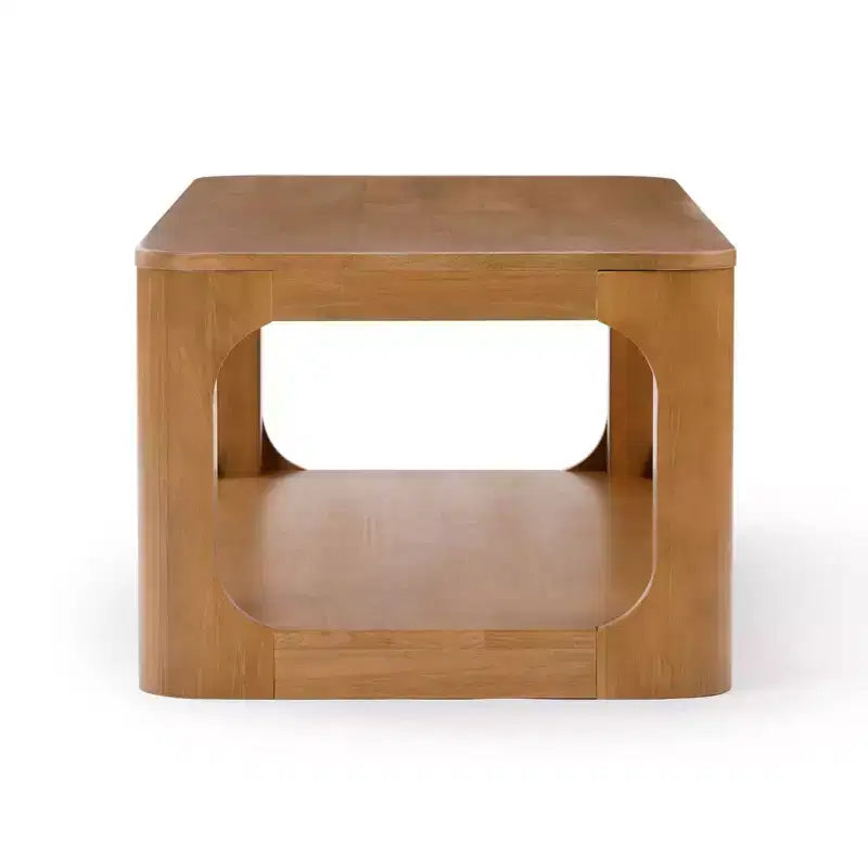 Table basse Plank+Beam Solid Wood Forma, 54 po, moderne avec étagère de rangement