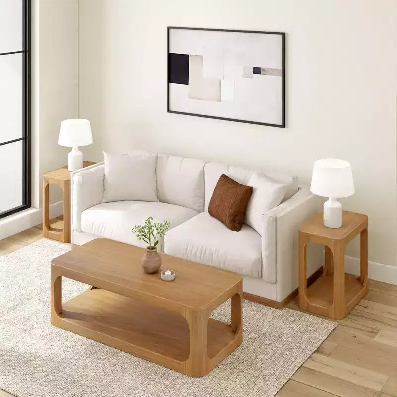 Table basse Plank+Beam Solid Wood Forma, 54 po, moderne avec étagère de rangement