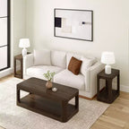 Table basse Plank+Beam Solid Wood Forma, 54 po, moderne avec étagère de rangement