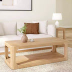 Table basse Plank+Beam Solid Wood Forma, 54 po, moderne avec étagère de rangement