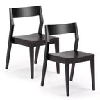 Plank+Beam - Ensemble de 2 chaises de salle à manger modernes, chaises en bois massif pour cuisine, bureau, salon