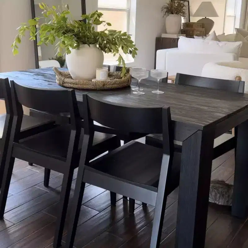 Plank+Beam - Ensemble de 2 chaises de salle à manger modernes, chaises en bois massif pour cuisine, bureau, salon
