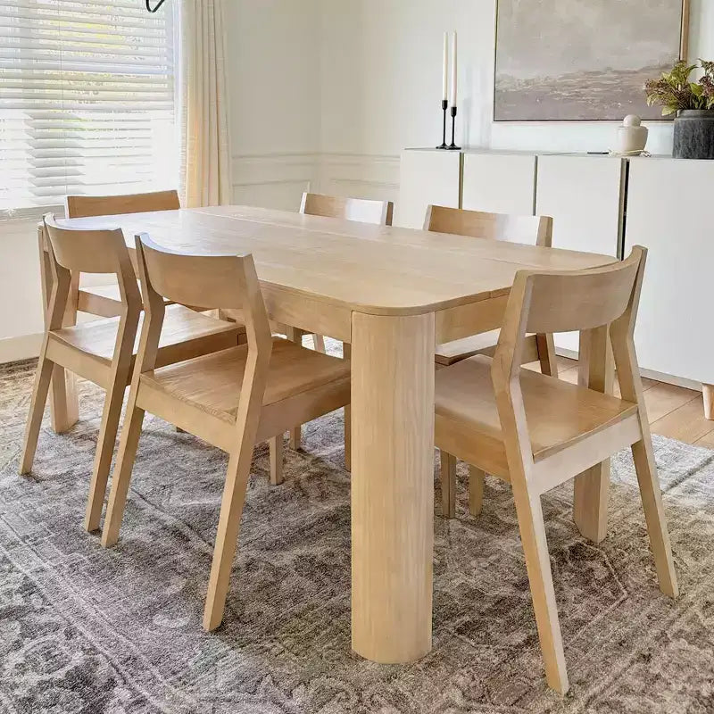 Plank+Beam - Ensemble de 2 chaises de salle à manger modernes, chaises en bois massif pour cuisine, bureau, salon
