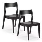 Plank+Beam - Ensemble de 2 chaises de salle à manger modernes, chaises en bois massif pour cuisine, bureau, salon