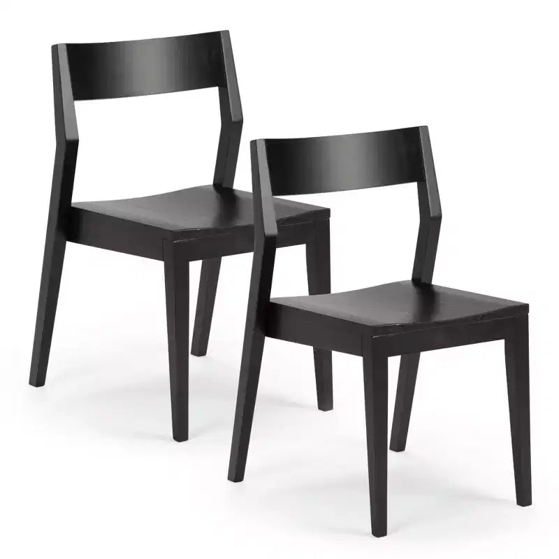 Plank+Beam - Ensemble de 2 chaises de salle à manger modernes, chaises en bois massif pour cuisine, bureau, salon
