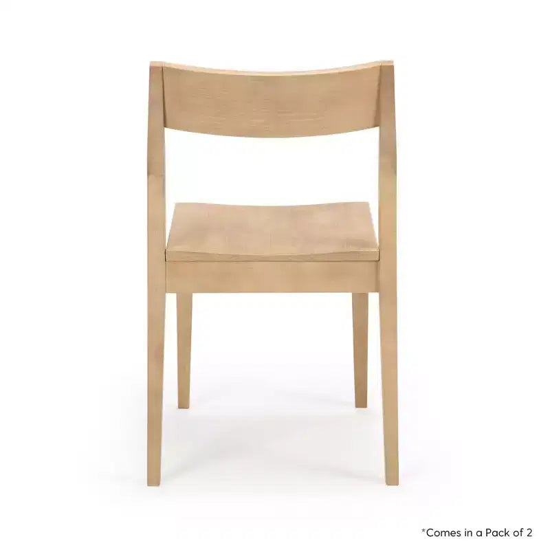 Plank+Beam - Ensemble de 2 chaises de salle à manger modernes, chaises en bois massif pour cuisine, bureau, salon