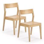 Plank+Beam - Ensemble de 2 chaises de salle à manger modernes, chaises en bois massif pour cuisine, bureau, salon