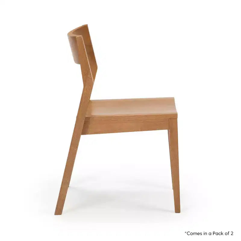 Plank+Beam - Ensemble de 2 chaises de salle à manger modernes, chaises en bois massif pour cuisine, bureau, salon