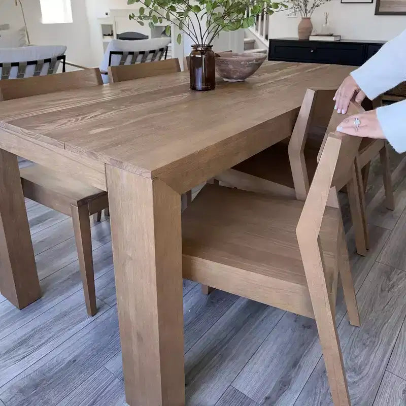 Plank+Beam - Ensemble de 2 chaises de salle à manger modernes, chaises en bois massif pour cuisine, bureau, salon