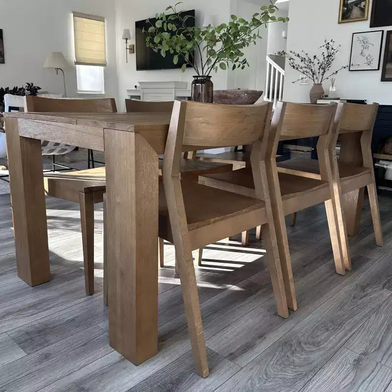 Plank+Beam - Ensemble de 2 chaises de salle à manger modernes, chaises en bois massif pour cuisine, bureau, salon