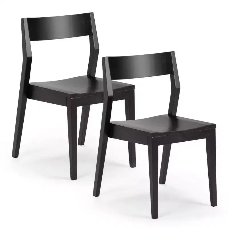 Plank+Beam - Ensemble de 2 chaises de salle à manger modernes, chaises en bois massif pour cuisine, bureau, salon