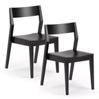 Plank+Beam - Ensemble de 2 chaises de salle à manger modernes, chaises en bois massif pour cuisine, bureau, salon