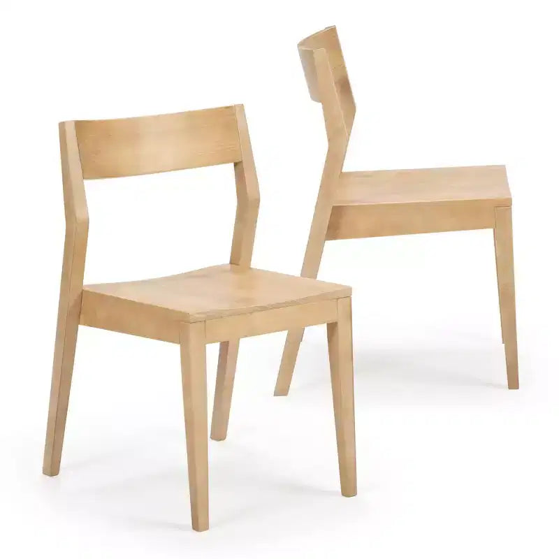 Plank+Beam - Ensemble de 2 chaises de salle à manger modernes, chaises en bois massif pour cuisine, bureau, salon