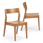 Plank+Beam - Ensemble de 2 chaises de salle à manger modernes, chaises en bois massif pour cuisine, bureau, salon