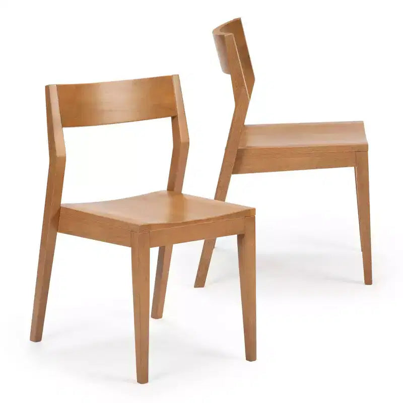 Plank+Beam - Ensemble de 2 chaises de salle à manger modernes, chaises en bois massif pour cuisine, bureau, salon