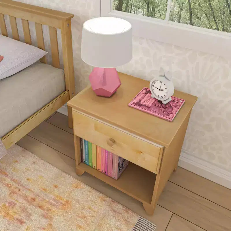 Table de chevet classique en bois Max & Lily avec 1 tiroir, table de chevet/table d'appoint pour enfants, petite table de chevet pour chambre à coucher