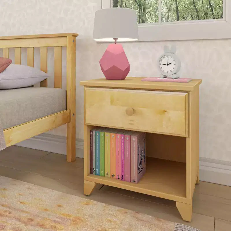 Table de chevet classique en bois Max & Lily avec 1 tiroir, table de chevet/table d'appoint pour enfants, petite table de chevet pour chambre à coucher