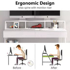 Bureau d'ordinateur Lantine Modern 47 avec étagère de rangement et tiroirs, table d'étude de bureau avec support d'écran pour bureau à domicile