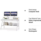 Bureau d'ordinateur Lantine Modern 47 avec étagère de rangement et tiroirs, table d'étude de bureau avec support d'écran pour bureau à domicile