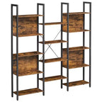 VASAGLE Étagère à Livres à 5 Niveaux avec 14 Compartiments, Bibliothèque avec Cadre Métallique, Meuble de Rangement pour Salon, Bureau, Style Industriel, Marron Rustique et Noir