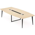 Lantine 8FT Conference Table, Boat Shaped Meeting Table with Rectangle Grommet, Modern Seminar Boardroom Table for Office
