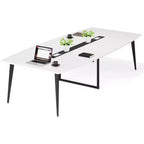 Table de conférence Lantine 8FT, table de réunion en forme de bateau avec œillet rectangulaire, table de salle de conférence moderne pour bureau