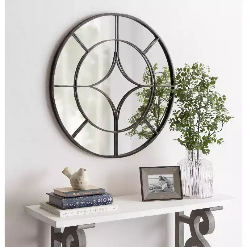 Kate & Laurel All Things Decor 30 Angelis Miroir mural rond moderne Cerclé avec Revêtement Métallique