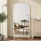 Dovelina Vintage Wooden Metal Full Length Mirror Large Wall Mirror 65x22 - Weathered White