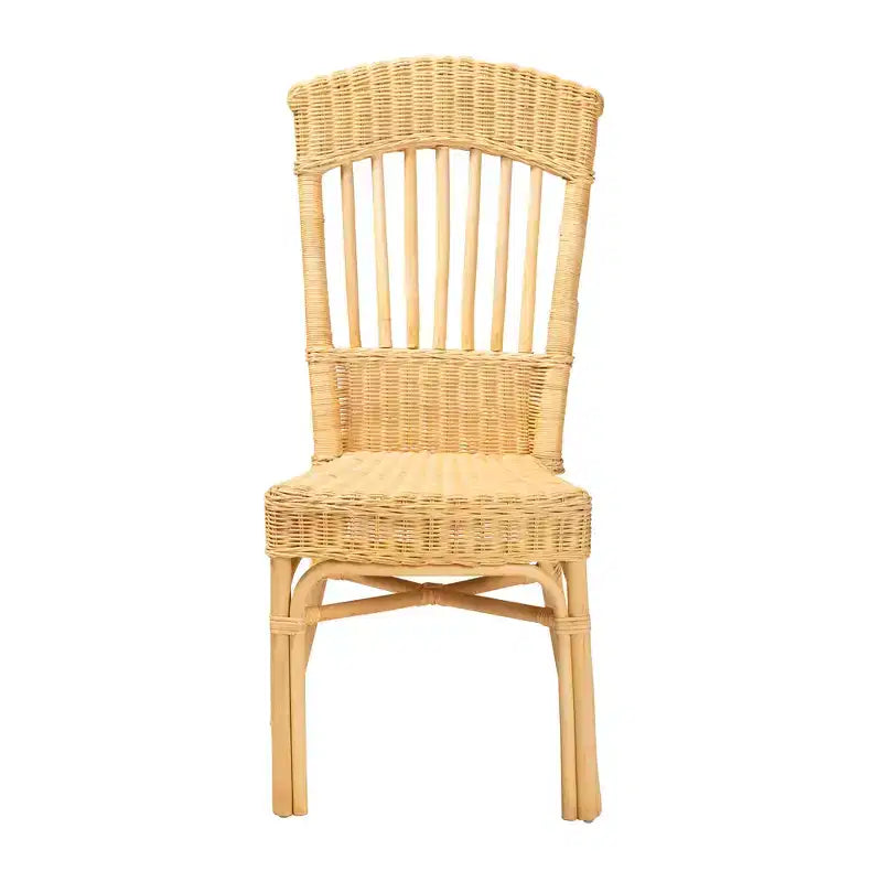 Chaise de salle à manger en rotin naturel brun, design bohème moderne, Bali et Pari Barito