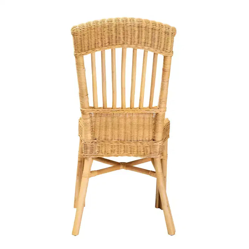 Chaise de salle à manger en rotin naturel brun, design bohème moderne, Bali et Pari Barito