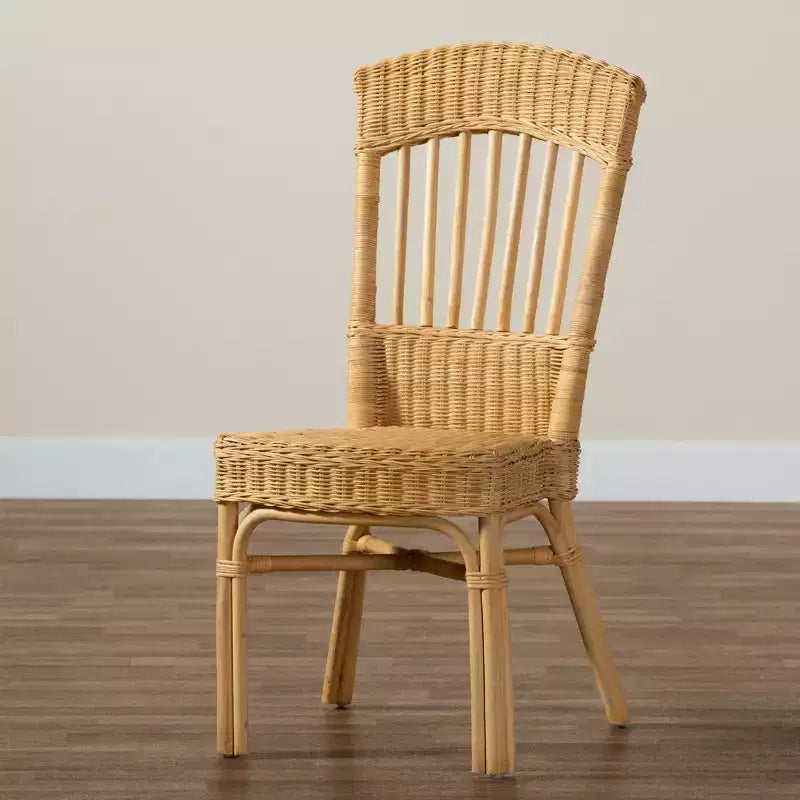 Chaise de salle à manger en rotin naturel brun, design bohème moderne, Bali et Pari Barito