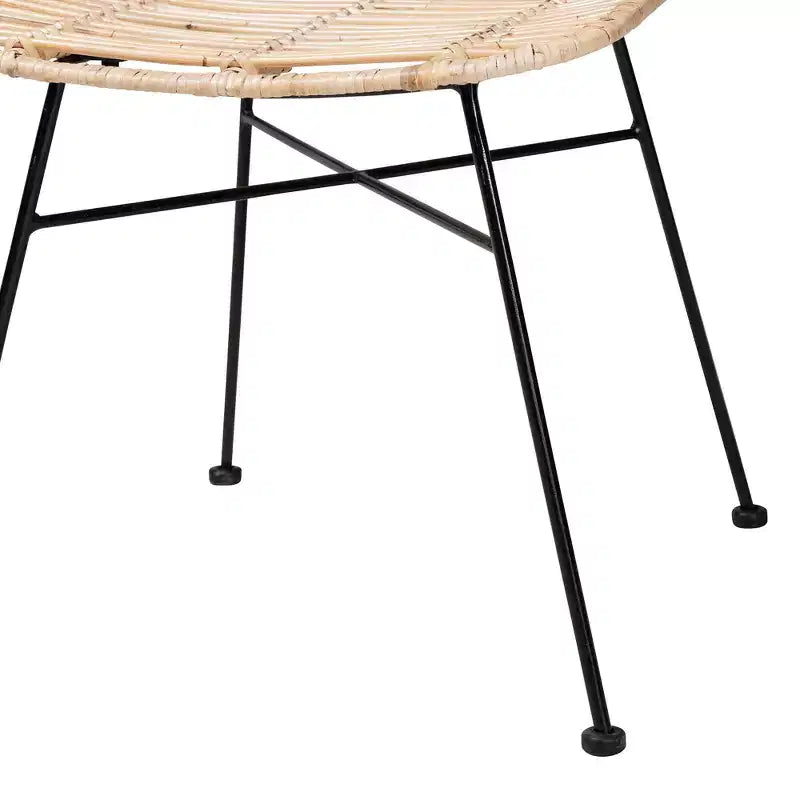 Lot de 2 chaises de salle à manger bali & pari Manhattan Modern Bohemian en rotin naturel marron et métal noir