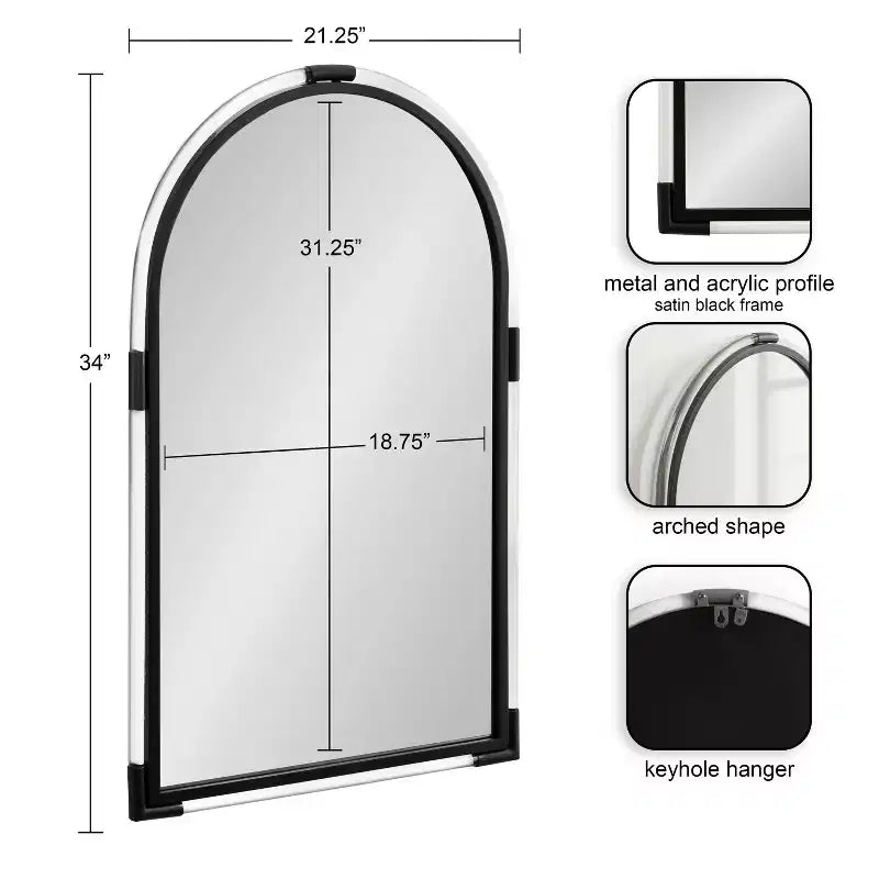 Miroir mural moderne en acrylique Arceo 22x34 Kate & Laurel All Things Decor