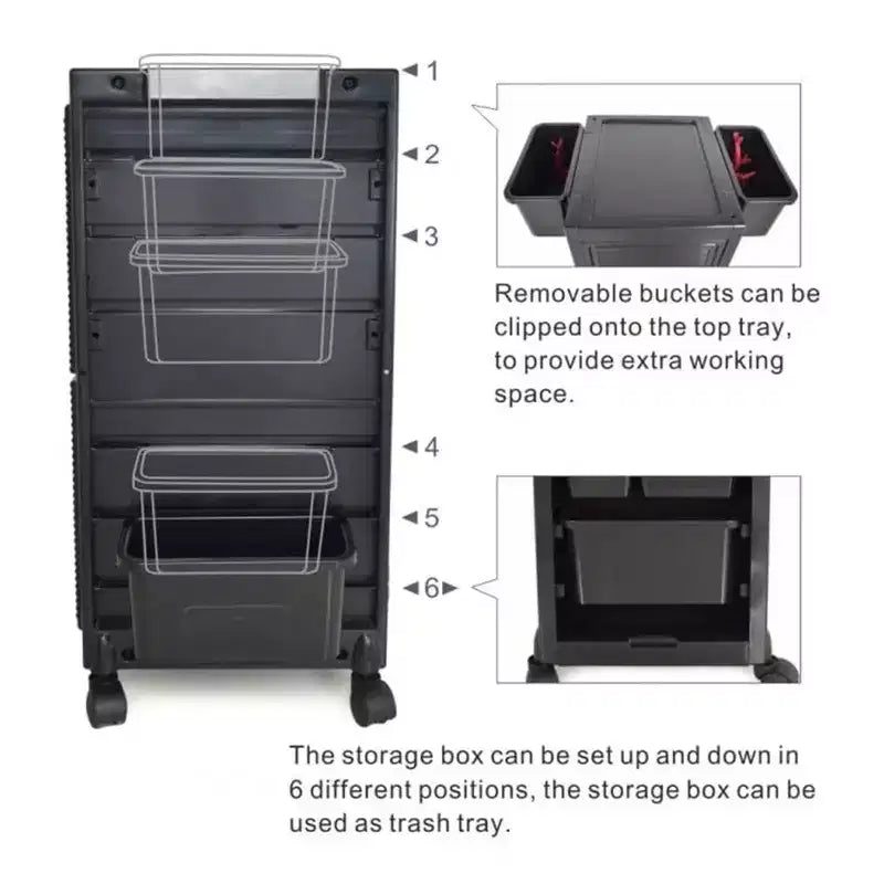 Chariot de rangement Garvee Salon verrouillable avec 6 tiroirs, 3 supports résistants à la chaleur et clés