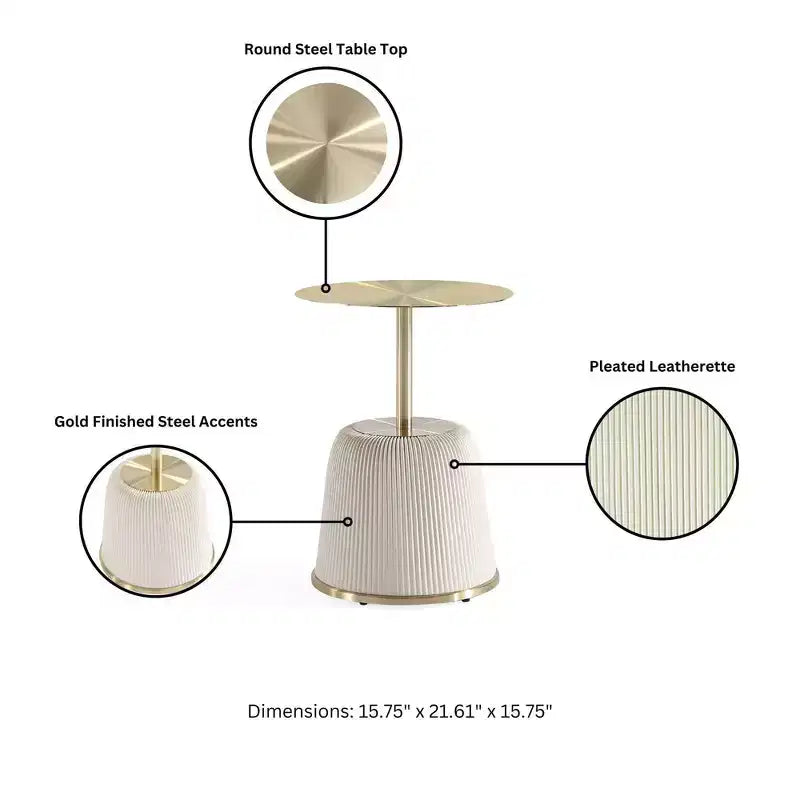 Table d'appoint moderne Anderson avec plateau doré et revêtement en similicuir de Manhattan Comfort