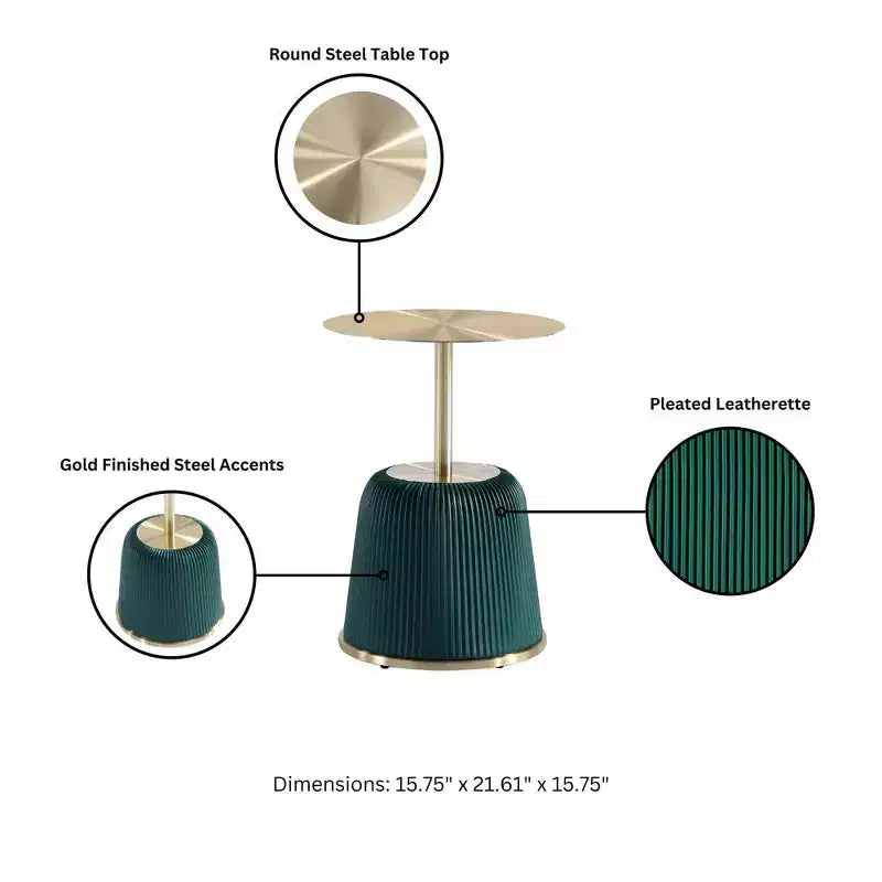 Table d'appoint moderne Anderson avec plateau doré et revêtement en similicuir de Manhattan Comfort