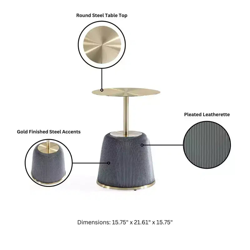Table d'appoint moderne Anderson avec plateau doré et revêtement en similicuir de Manhattan Comfort